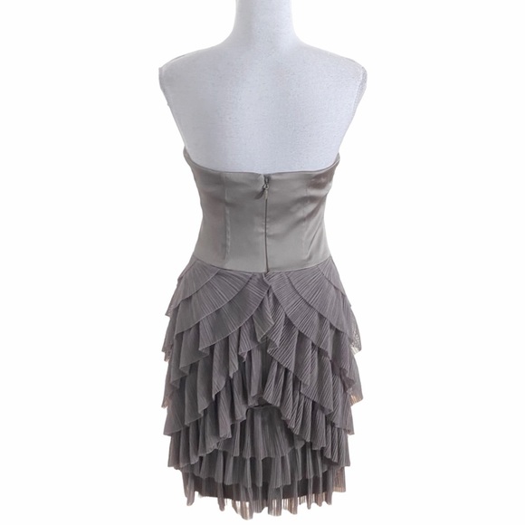 BCBGMAXAZRIA JACQUIER HAZELNUT TIERED TULLE STRAPLESS BALLERINA MINI DRESS - 0 - Picture 5 of 11